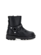 Stivali biker per bambina Monnalisa Kids neri con cinturino con logo ricamato 83H006 8782 0050 MONNALISA KIDS 