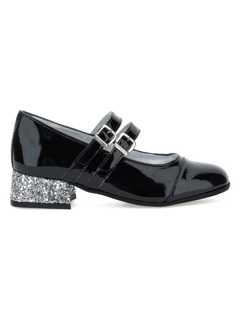 Ballerine per bambina Monnalisa Kids nere con tacco largo con glitter 87H000 8770 0050 MONNALISA KIDS 