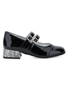 Ballerine per bambina Monnalisa Kids nere con tacco largo con glitter 87H000 8770 0050 MONNALISA KIDS 