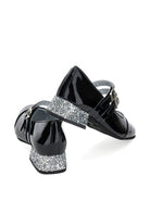 Ballerine per bambina Monnalisa Kids nere con tacco largo con glitter 87H000 8770 0050 MONNALISA KIDS 