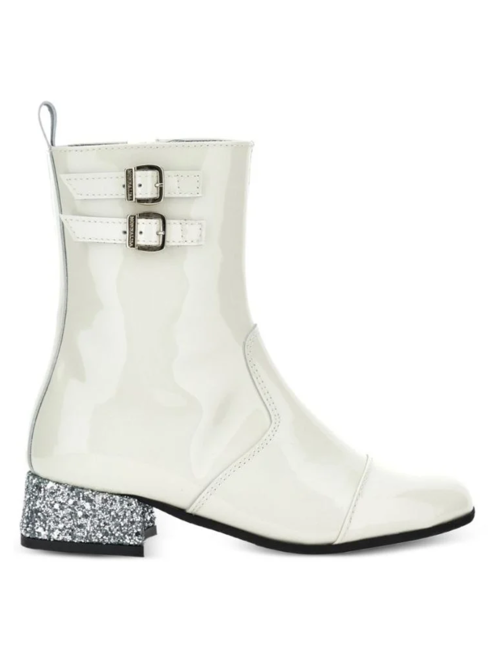 Stivaletti per bambina Monnalisa Kids bianchi con tacco largo con glitter 87H001 8770 0001 MONNALISA KIDS 