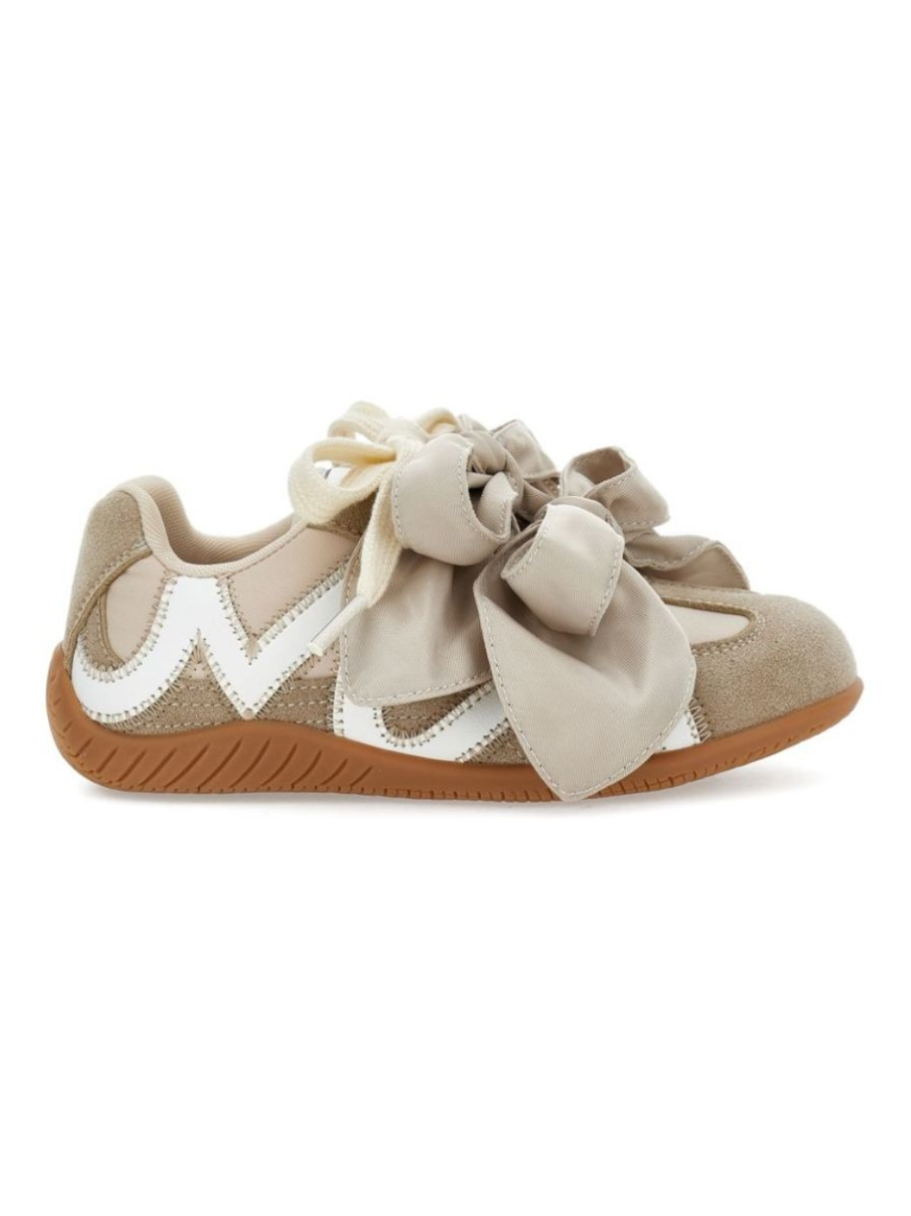 Sneakers per bambina Monnalisa Kids beige con dettaglio fiocchi sul davanti 8CH000 8774 0003 MONNALISA KIDS 