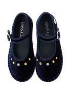 Ballerine per bambina Monnalisa Kids blu navy con dettagli in cristalli 8CH013 8781 0056 MONNALISA KIDS 