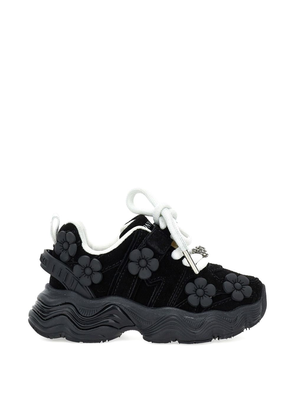 Sneakers per bambina Monnalisa Kids nere con applicazioni fiori in rilievo 8CH018 8789 0050 MONNALISA KIDS 