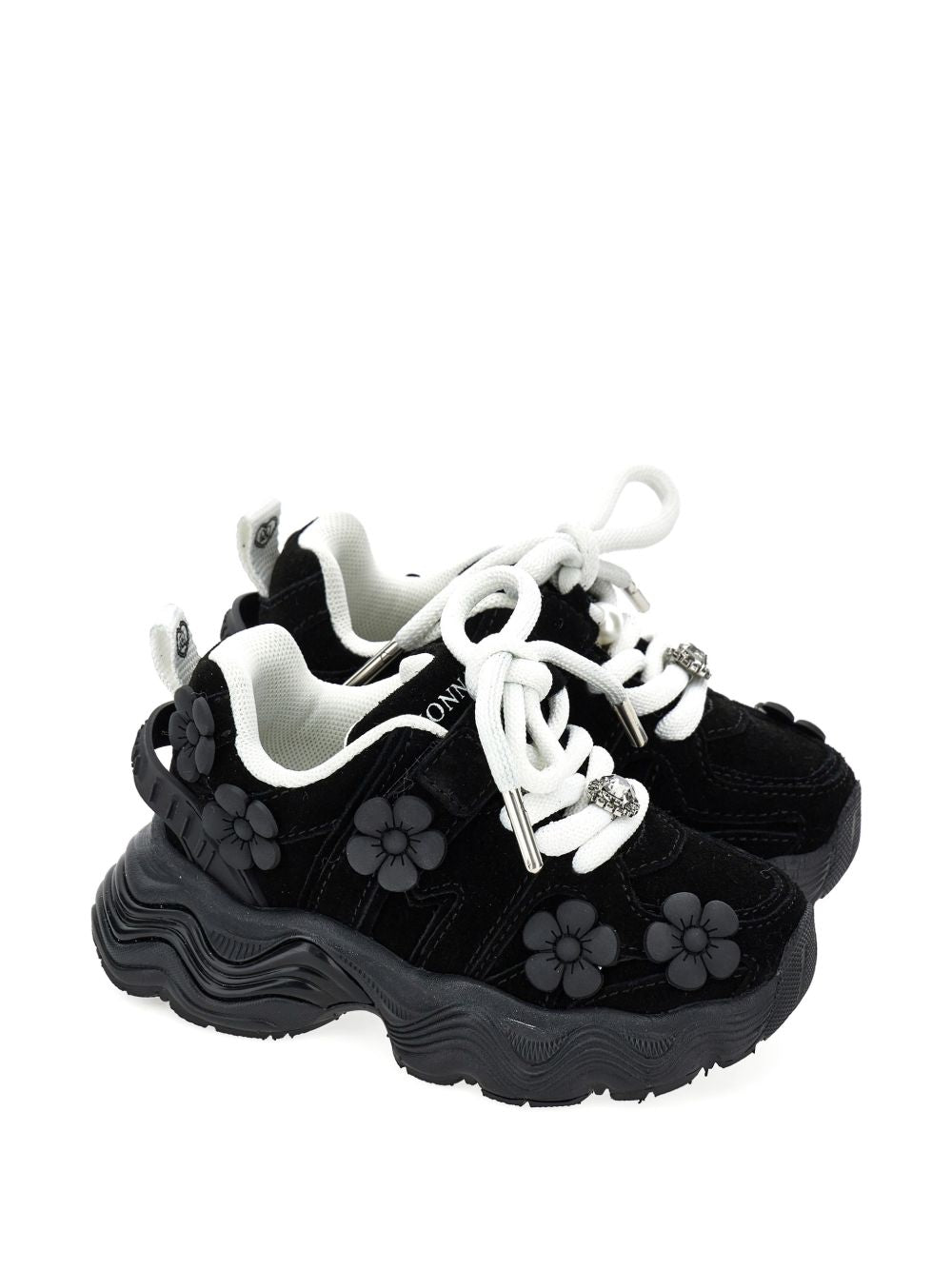Sneakers per bambina Monnalisa Kids nere con applicazioni fiori in rilievo 8CH018 8789 0050 MONNALISA KIDS 