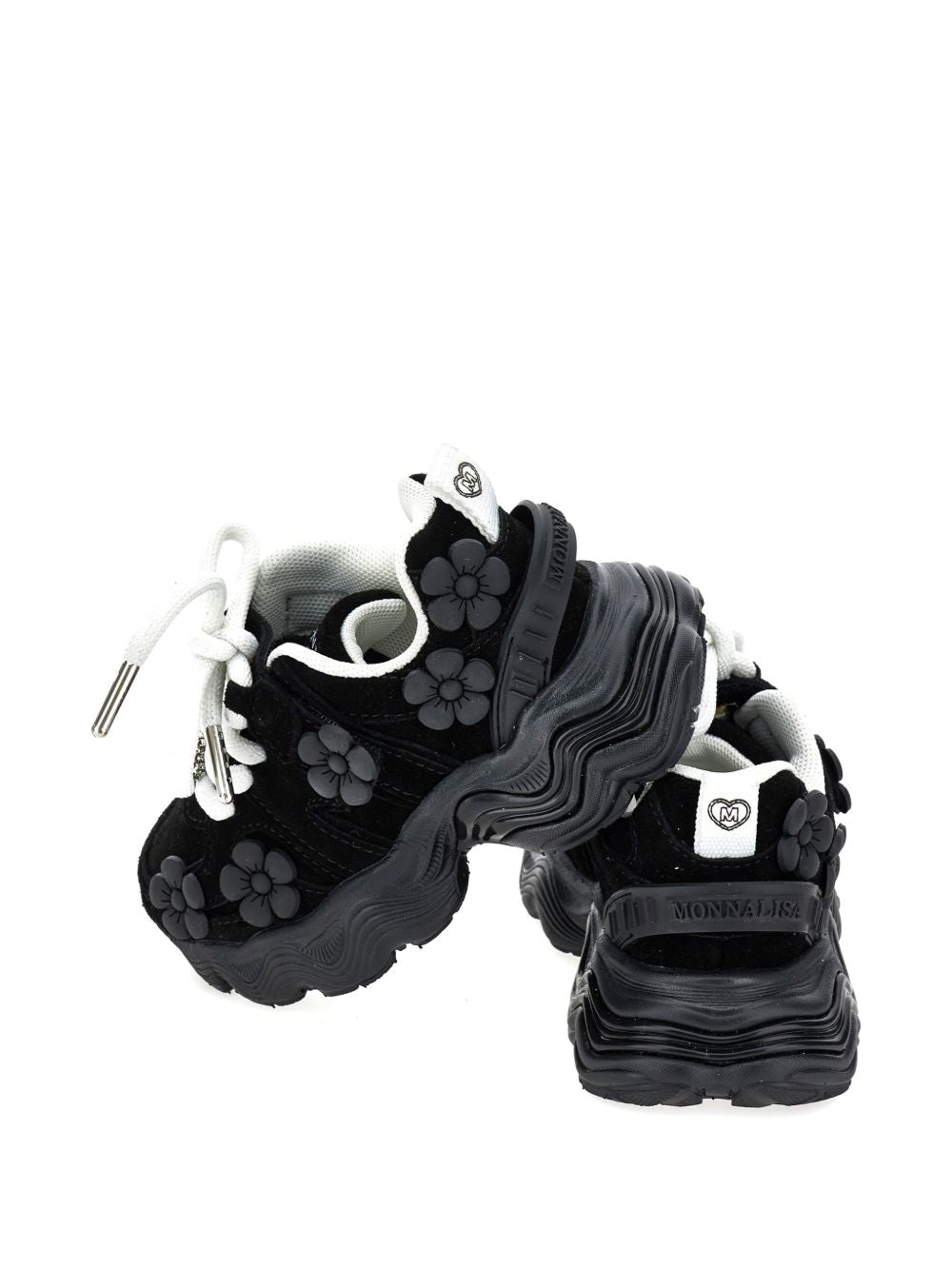 Sneakers per bambina Monnalisa Kids nere con applicazioni fiori in rilievo 8CH018 8789 0050 MONNALISA KIDS 