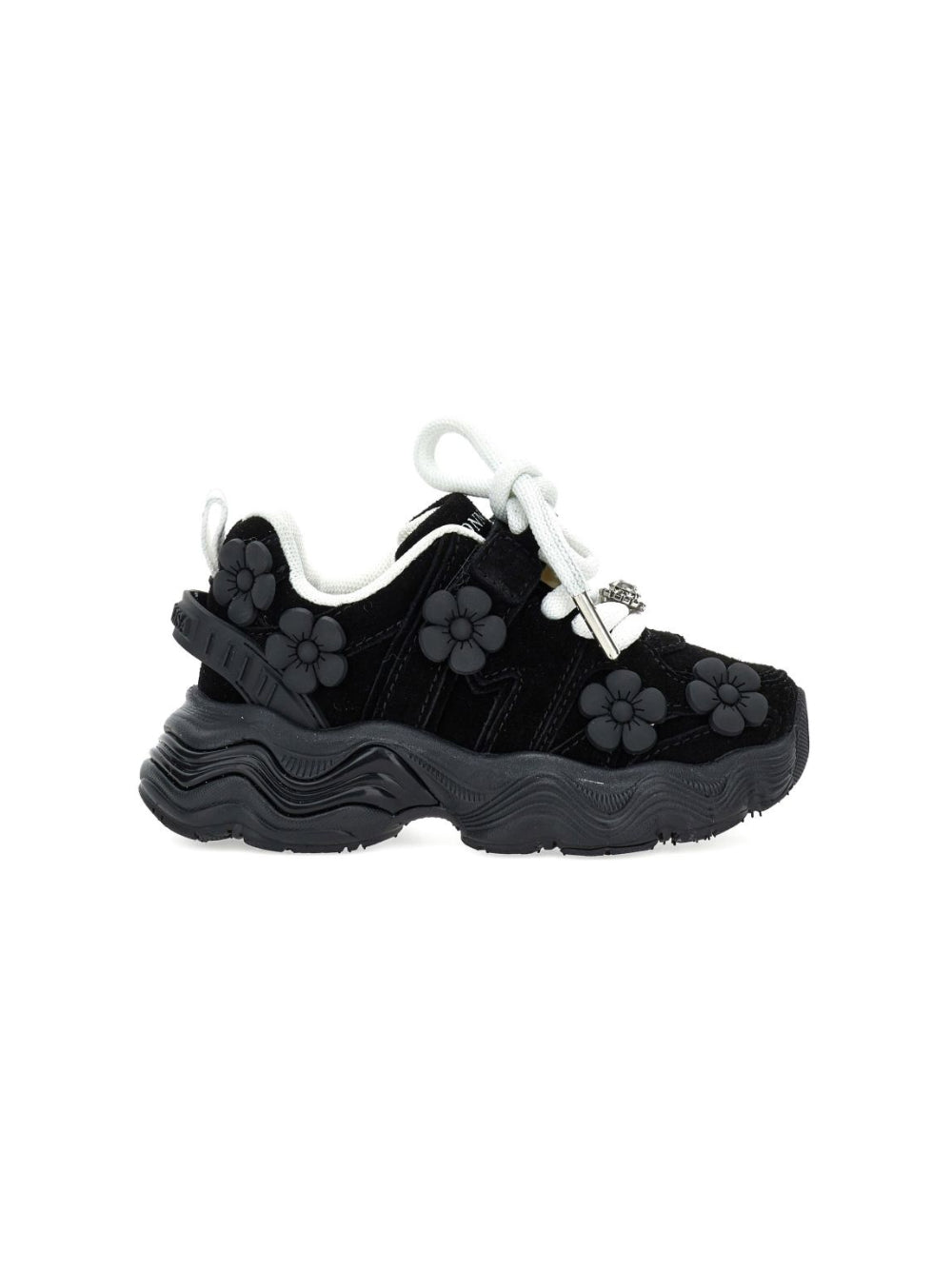 Sneakers per bambina Monnalisa Kids nere con applicazioni fiori in rilievo 8CH018 8789 0050 MONNALISA KIDS 