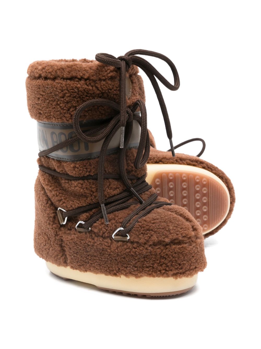 Stivali da neve per bambini Moon Boot Kids marroni con rifinitura in shearling 80D1403080 M004 MOON BOOT KIDS 