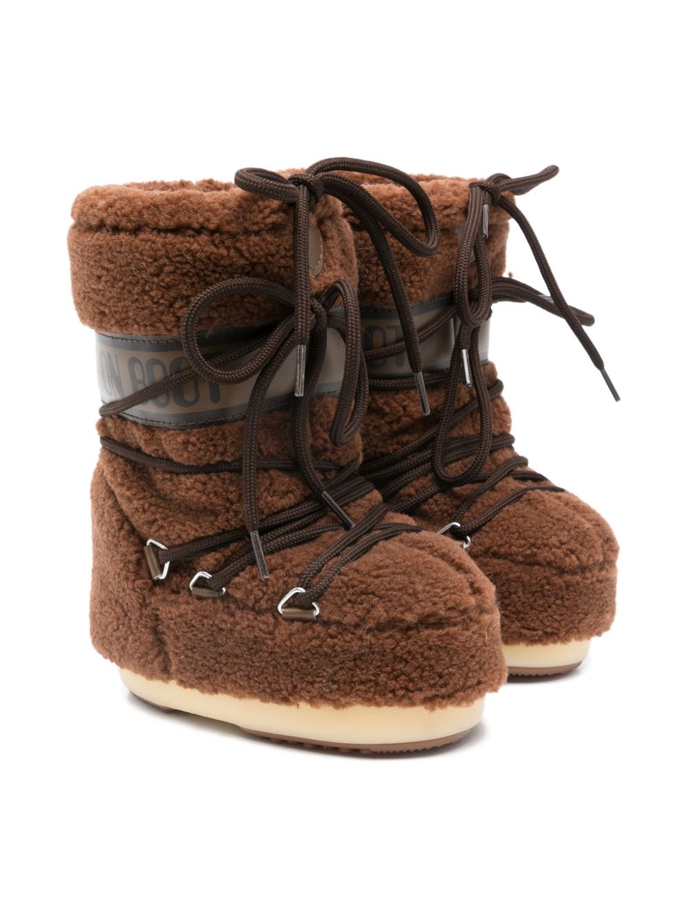 Stivali da neve per bambini Moon Boot Kids marroni con rifinitura in shearling 80D1403080 M004 MOON BOOT KIDS 