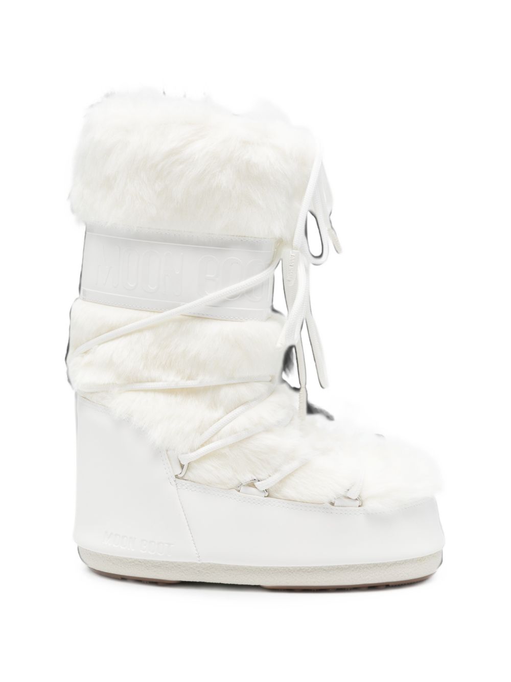Stivali da neve per bambina Moon Boot Kids bianchi con inserti in pelliccia sintetica 80D1408900 A002 MOON BOOT KIDS 
