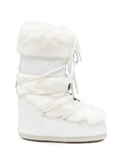 Stivali da neve per bambina Moon Boot Kids bianchi con inserti in pelliccia sintetica 80D1408900 A002 MOON BOOT KIDS 