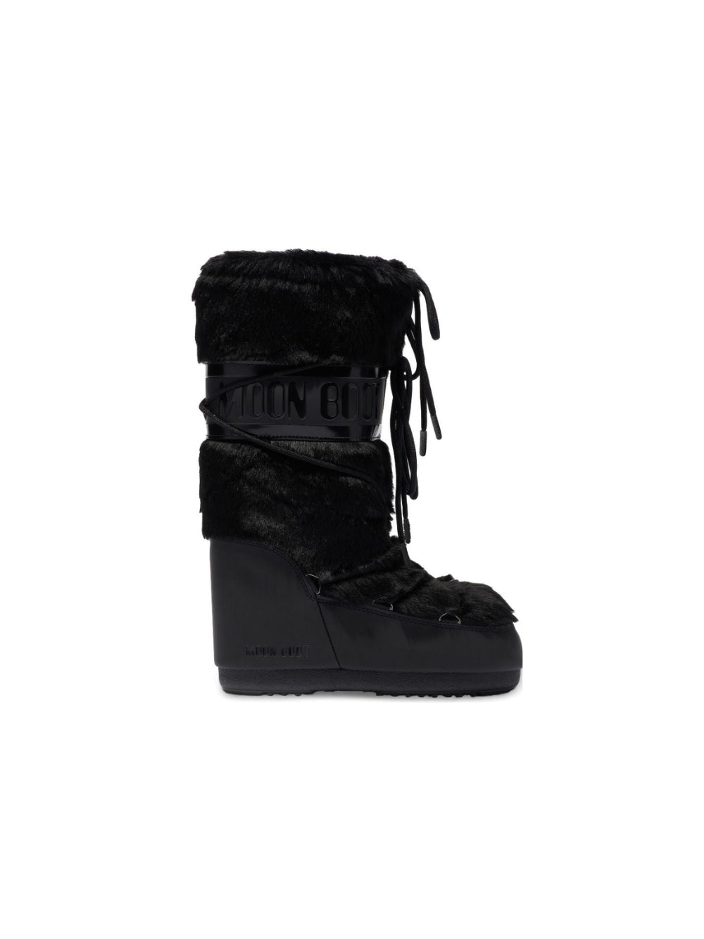 Stivali da neve per bambini Moon Boot Kids neri con inserti in pelliccia 80D1408900 N001 MOON BOOT KIDS 