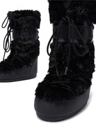 Stivali da neve per bambini Moon Boot Kids neri con inserti in pelliccia 80D1408900 N001 MOON BOOT KIDS 