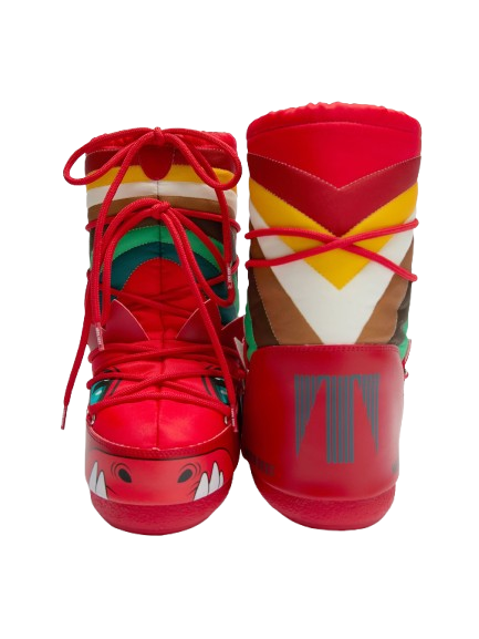 Stivali da neve Icon Dino per bambini Moon Boot Kids rosso con occhielli in metallo color argento 80D3400320 D001 MOON BOOT KIDS 