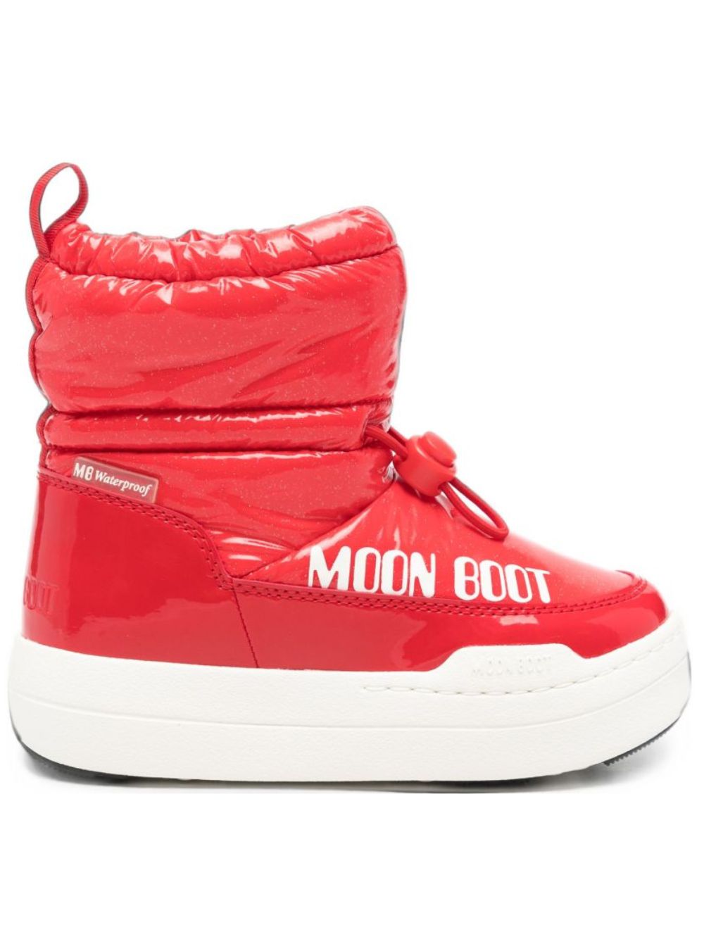 Stivali da neve Moon Boot Kids rosso lucido con logo stampato sul lato 80D3440110 D001 MOON BOOT KIDS 