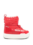 Stivali da neve Moon Boot Kids rosso lucido con logo stampato sul lato 80D3440110 D001 MOON BOOT KIDS 