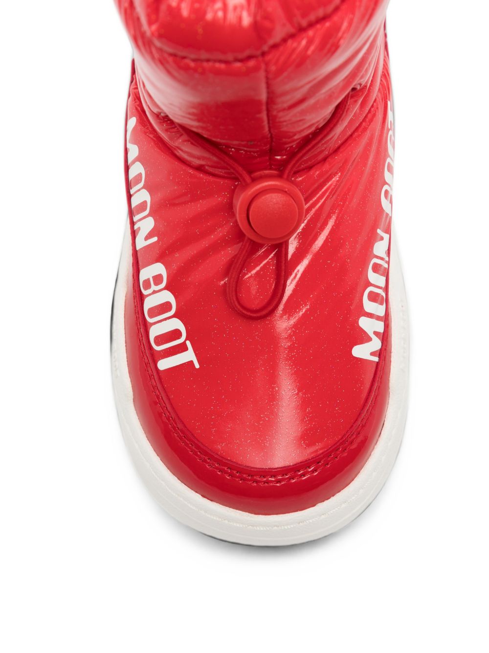 Stivali da neve Moon Boot Kids rosso lucido con logo stampato sul lato 80D3440110 D001 MOON BOOT KIDS 