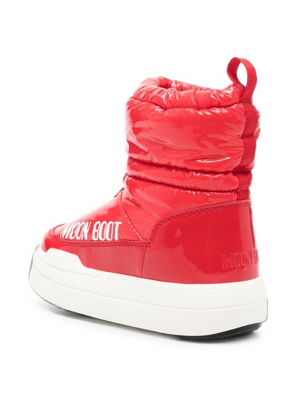 Stivali da neve Moon Boot Kids rosso lucido con logo stampato sul lato 80D3440110 D001 MOON BOOT KIDS 