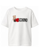 T-shirt per bambina Moschino Kids bianca con stampa Teddy sul davanti H1M060LBA11 10063 MOSCHINO KIDS 