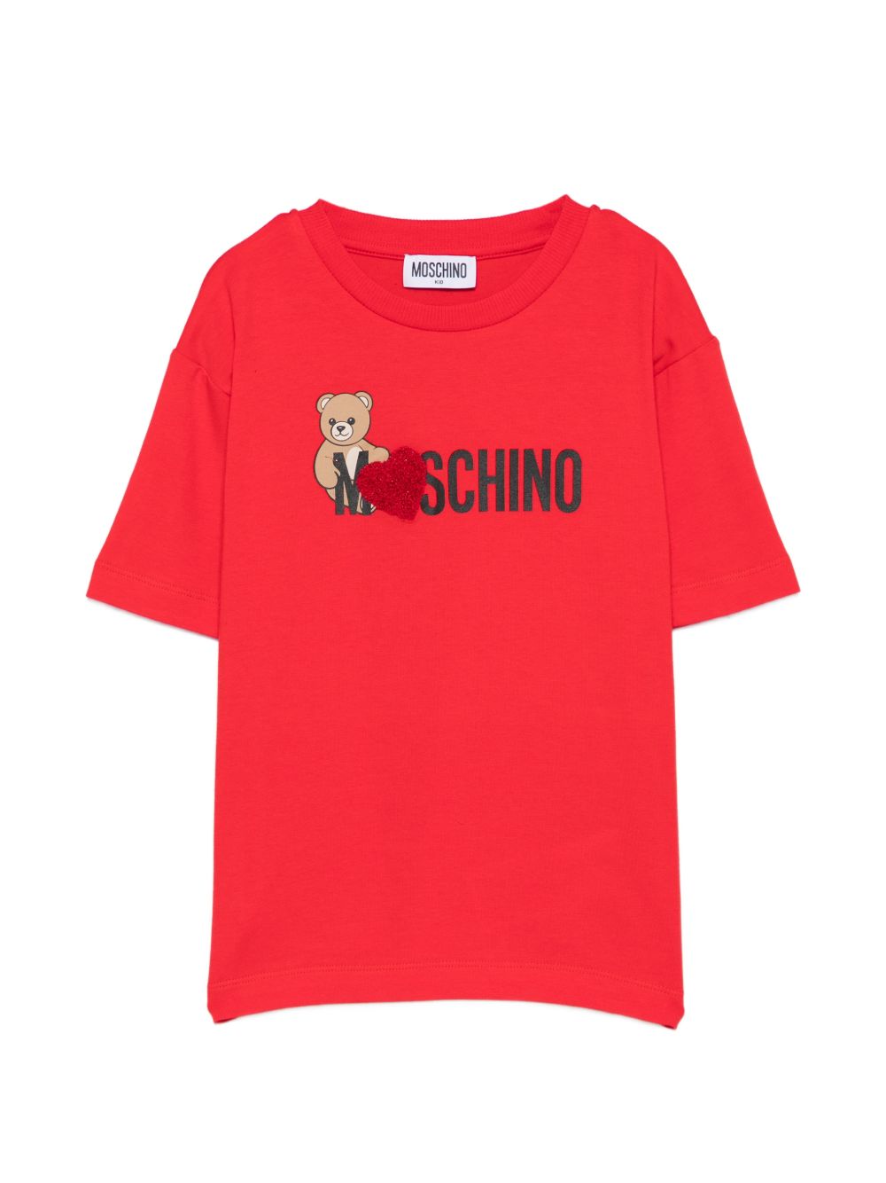 T-shirt per bambina Moschino Kids rossa con stampa Teddy sul davanti H1M060LBA11 50109 MOSCHINO KIDS 