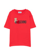 T-shirt per bambina Moschino Kids rossa con stampa Teddy sul davanti H1M060LBA11 50109 MOSCHINO KIDS 