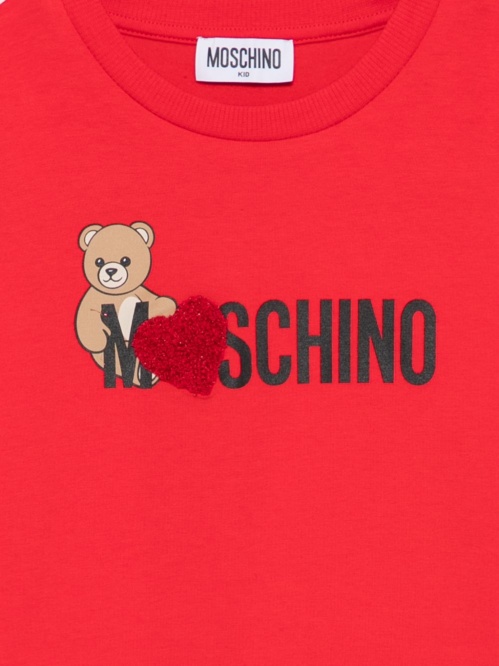 T-shirt per bambina Moschino Kids rossa con stampa Teddy sul davanti H1M060LBA11 50109 MOSCHINO KIDS 