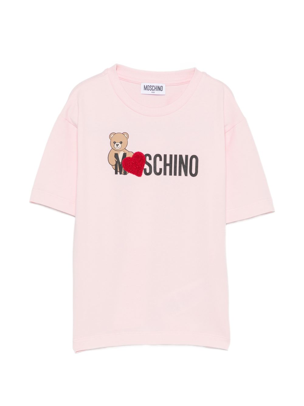 T-shirt per bambina Moschino Kids rosa con stampa Teddy sul davanti H1M060LBA11 50209 MOSCHINO KIDS 