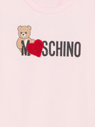 T-shirt per bambina Moschino Kids rosa con stampa Teddy sul davanti H1M060LBA11 50209 MOSCHINO KIDS 