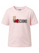 T-shirt per bambina Moschino Kids rosa con stampa Teddy sul davanti H1M060LBA11 50209 MOSCHINO KIDS 