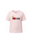 T-shirt per bambina Moschino Kids rosa con stampa Teddy sul davanti H1M060LBA11 50209 MOSCHINO KIDS 