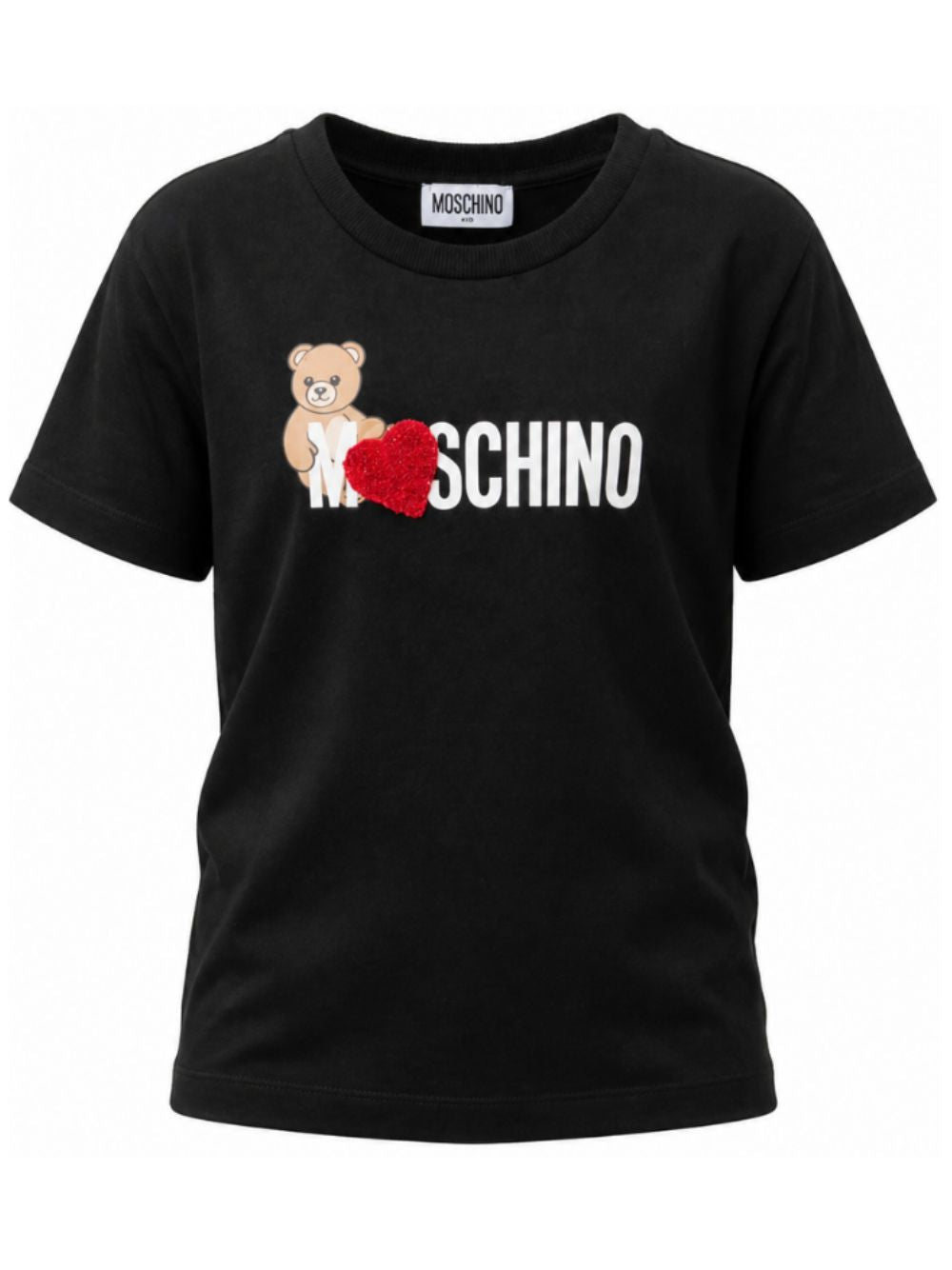 T-shirt per bambina Moschino Kids nera con stampa Teddy sul davanti H1M060LBA11 60100 MOSCHINO KIDS 