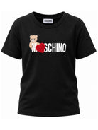 T-shirt per bambina Moschino Kids nera con stampa Teddy sul davanti H1M060LBA11 60100 MOSCHINO KIDS 
