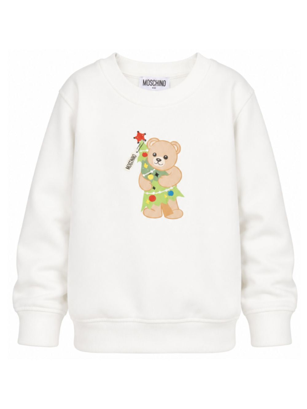 Felpa per bambini Moschino Kids bianca con stampa Teddy Bear sul davanti H5F08VLCA61 10063 MOSCHINO KIDS 