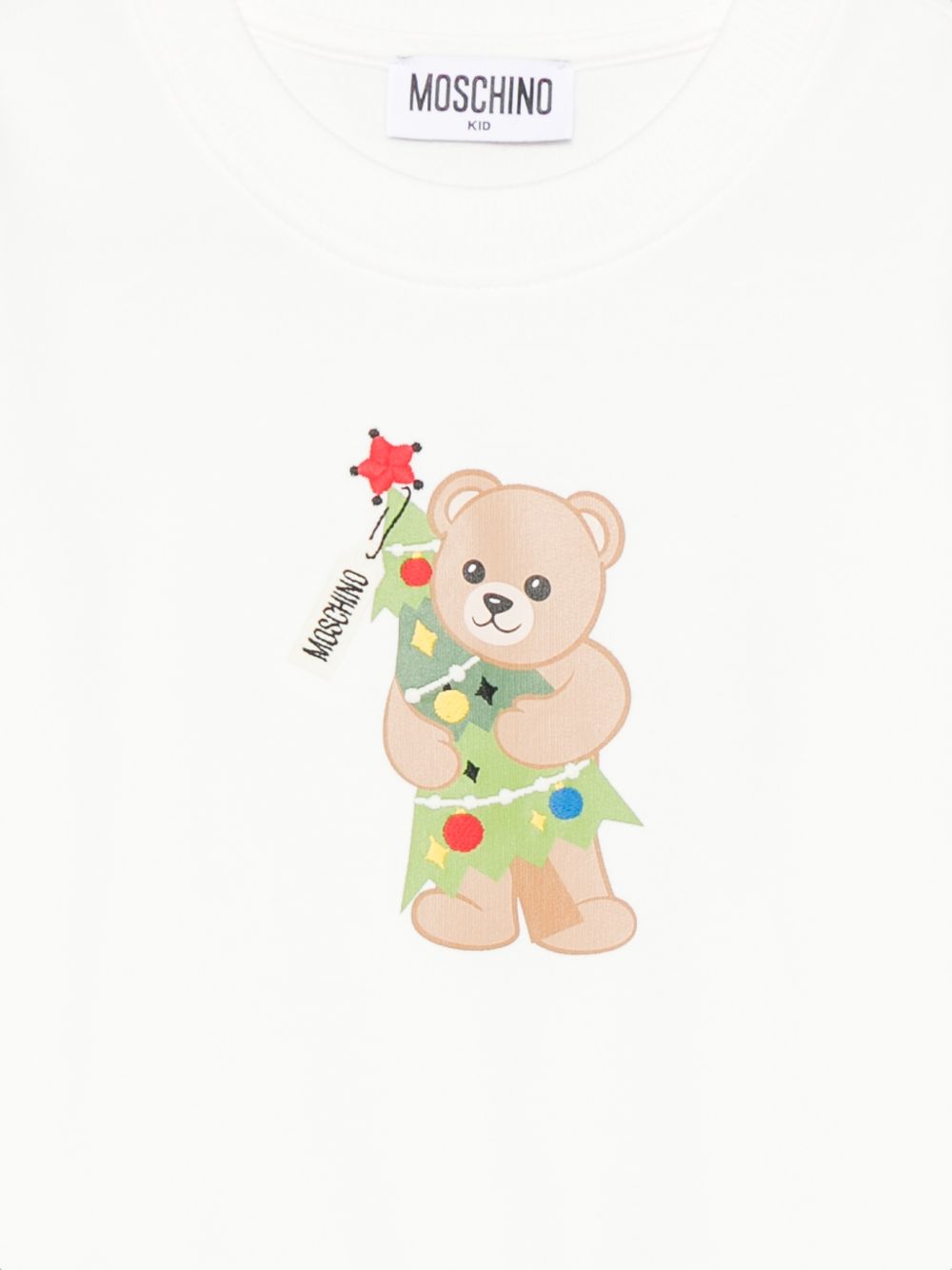 Felpa per bambini Moschino Kids bianca con stampa Teddy Bear sul davanti H5F08VLCA61 10063 MOSCHINO KIDS 