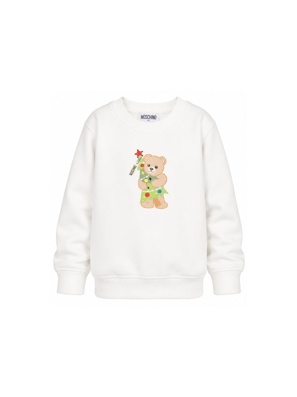 Felpa per bambini Moschino Kids bianca con stampa Teddy Bear sul davanti H5F08VLCA61 10063 MOSCHINO KIDS 
