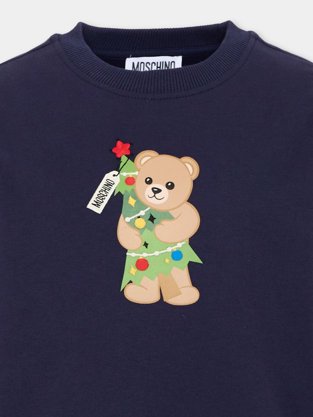 Felpa per bambino Moschino Kids blu con motivo Teddy Bear H5F08VLCA61 40016 MOSCHINO KIDS 
