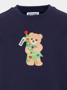 Felpa per bambino Moschino Kids blu con motivoTeddy Bear H5F08VLCA61 40016 MOSCHINO KIDS 
