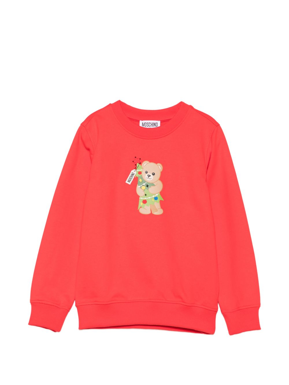 Felpa per bambini Moschino Kids rossa con stampa Teddy con albero di Natale H5F08VLCA61 50109 MOSCHINO KIDS 