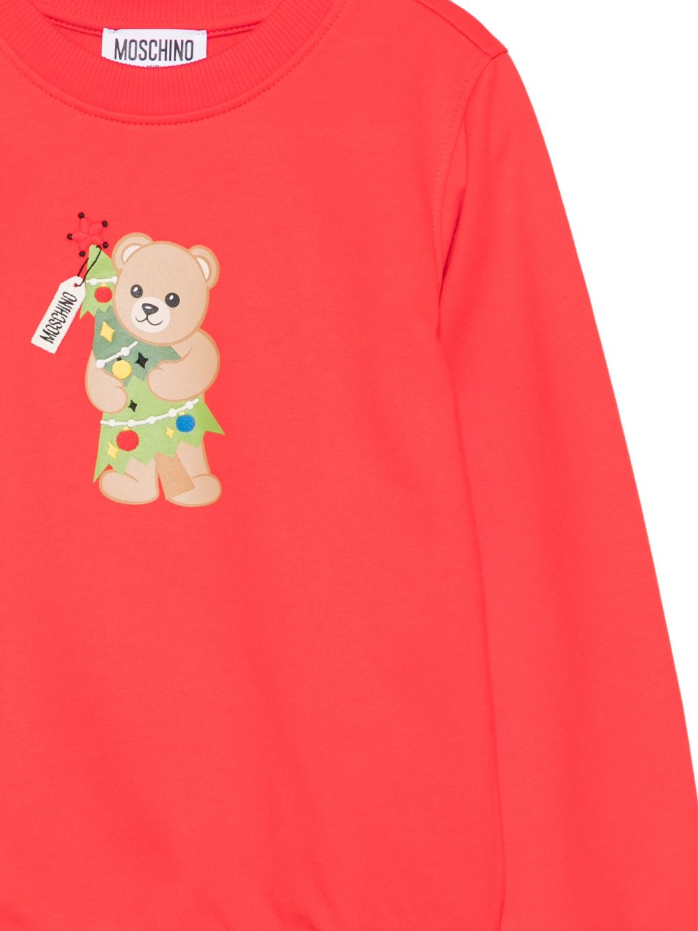 Felpa per bambini Moschino Kids rossa con stampa Teddy con albero di Natale H5F08VLCA61 50109 MOSCHINO KIDS 
