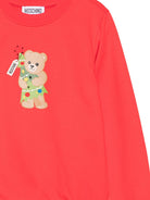 Felpa per bambini Moschino Kids rossa con stampa Teddy con albero di Natale H5F08VLCA61 50109 MOSCHINO KIDS 