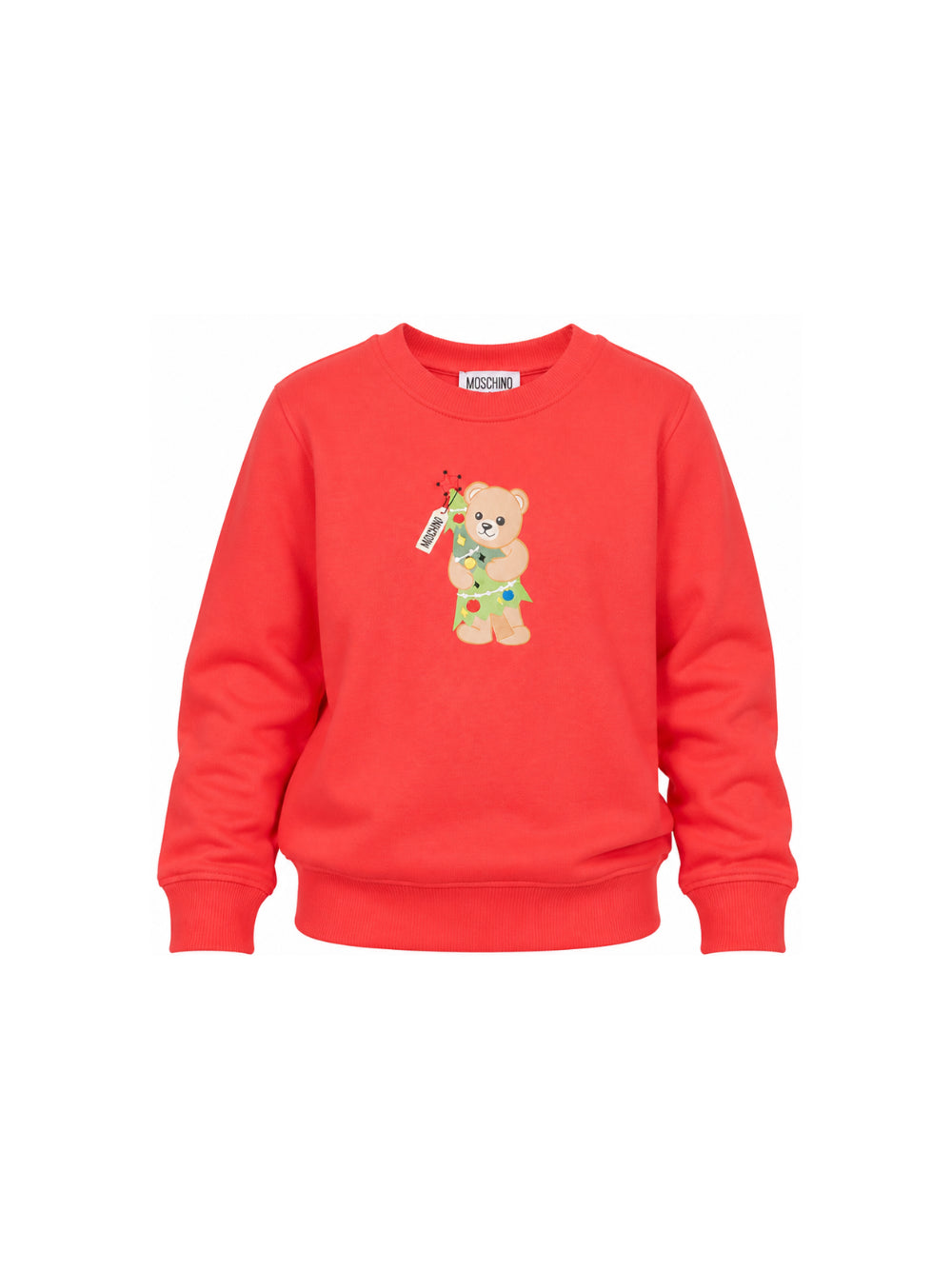 Felpa per bambini Moschino Kids rossa con stampa Teddy con albero di Natale H5F08VLCA61 50109 MOSCHINO KIDS 