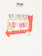 T-shirt per bambini Moschino Kids bianca con stampa grafica popcorn sul davanti H5M058LAA59 10063 MOSCHINO KIDS 