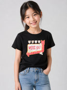 T-shirt per bambini Moschino Kids nera con stampa grafica sul davanti H5M058LAA59 60100 MOSCHINO KIDS 