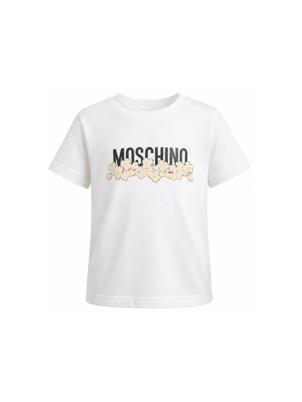 T-shirt per bambini Moschino Kids bianca con stampa grafica con logo H6M058LAA20 10063 MOSCHINO KIDS 