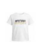T-shirt per bambini Moschino Kids bianca con stampa grafica con logo H6M058LAA20 10063 MOSCHINO KIDS 