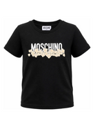 T-shirt per bambini Moschino Kids nera con stampa grafica con logo H6M058LAA20 60100 MOSCHINO KIDS 