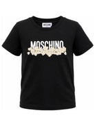 T-shirt per bambini Moschino Kids nera con stampa grafica con logo H6M058LAA20 60100 MOSCHINO KIDS 
