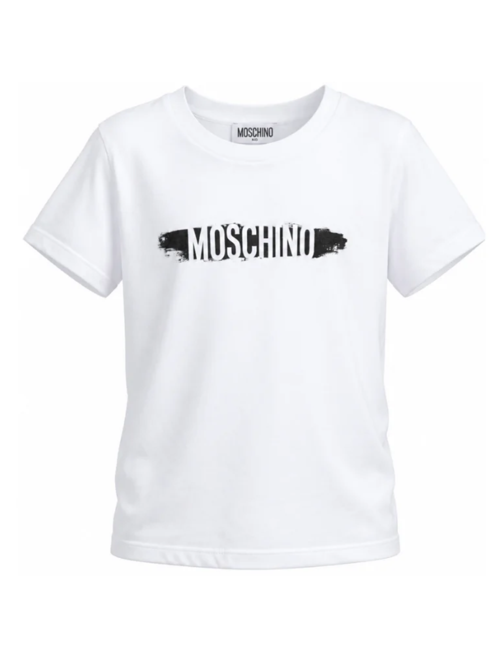 T-shirt per bambini Moschino Kids bianca con stampa logo sul davanti H8M058LAA10 10101 MOSCHINO KIDS 