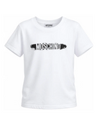 T-shirt per bambini Moschino Kids bianca con stampa logo sul davanti H8M058LAA10 10101 MOSCHINO KIDS 