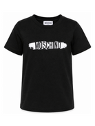 T-shirt per bambini Moschino Kids nera con stampa logo sul davanti H8M058LAA10 60100 MOSCHINO KIDS 